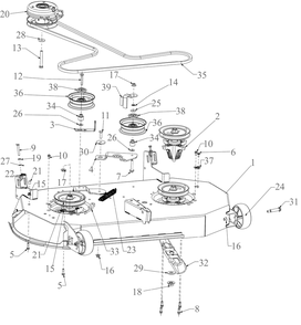 Deck Diagram and Parts List for ZT1-42KW (17RIEACE010)(2022) Cub Cadet Lawn Tractor
